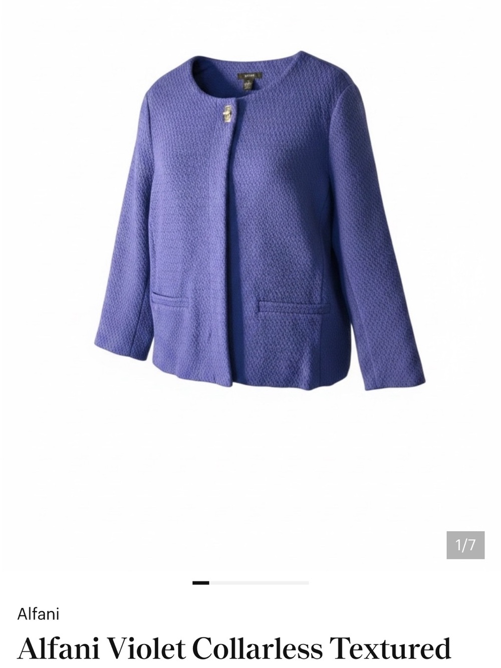 Alfani Violet Collarless Textured Open-Front Jacket new Petite Medium